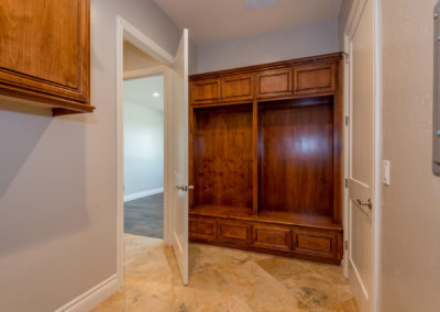Custom mud room with built in cabinet