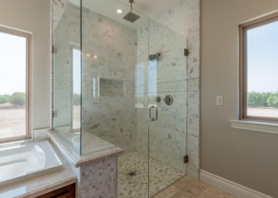 Glass shower and tub with two windows