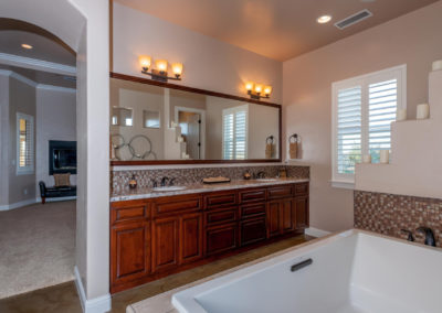 Bathroom with large tub, opening up to room