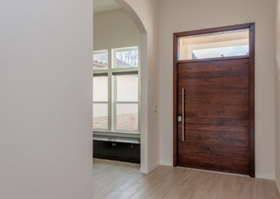 Large wooden door and window