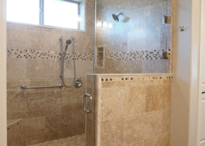Two person shower with built in seat