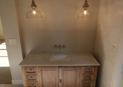Sink with hanging light fixtures