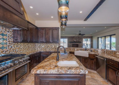 Kitchen with center island and light fixtures in fresno